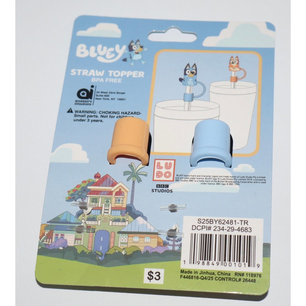 Bluey Bingo Plush Clip On Coin Purse & Straw Topper Set 4pc NWT - Picture 3 of 15